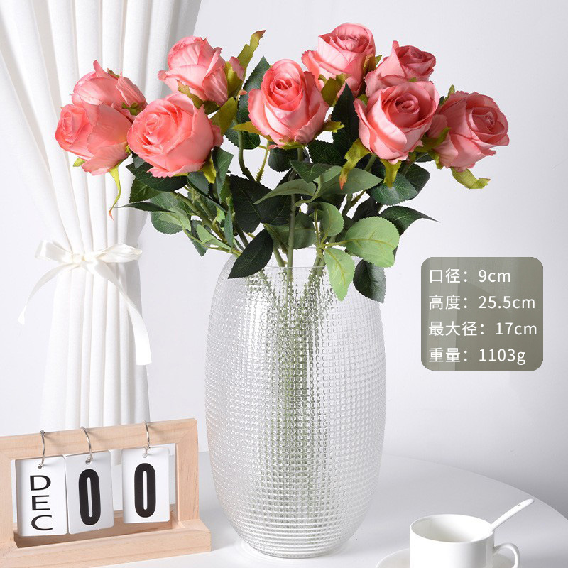 Textura europea simple vasos de vidrio hidropónicos transfronterizos decoración de entrada decorativa de lujo ligero para el hogar de alto nivel arrancador de flores