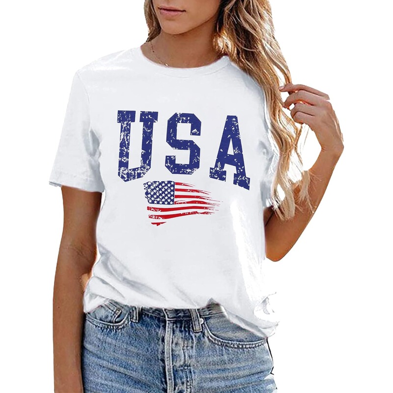 【Us Size Cotton T-Shirt】American Women's Patriotic Shirt Boom 4Th of July Short Sleeve Wholesale 【Us Size Cotton T-Shirt】American Women's Patriotic Shirt Boom 4Th of July Short Sleeve Wholesale