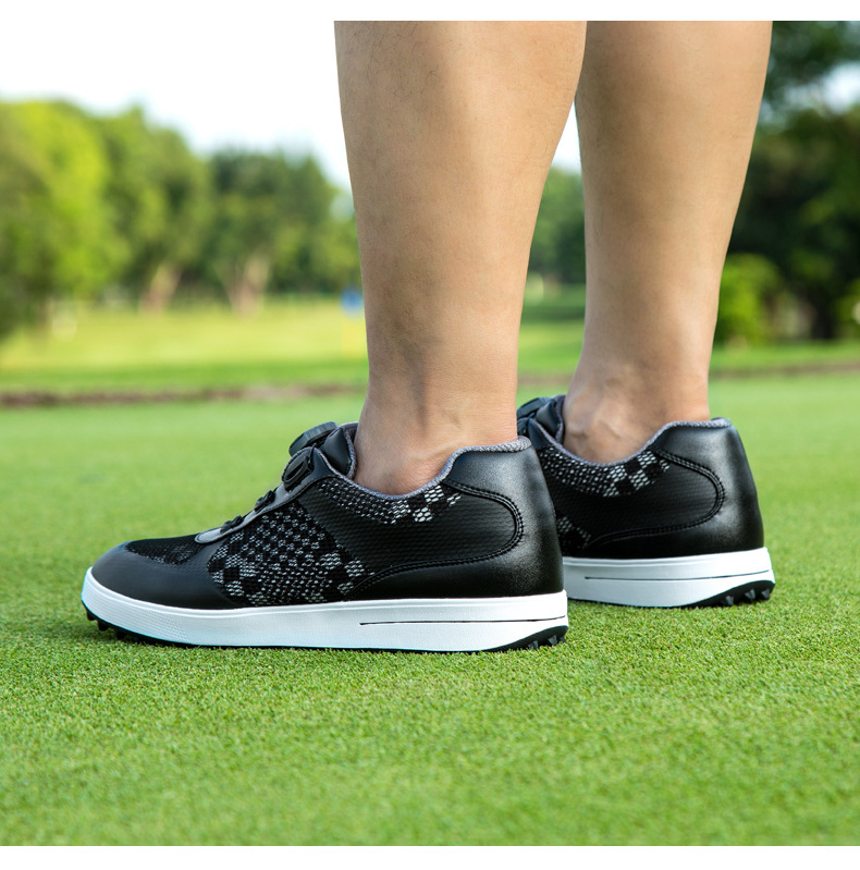 Giày golf nam PGM lưới thoáng khí dây xoay đinh cao su chống trượt — XZ224-Đen chi tiết 6
