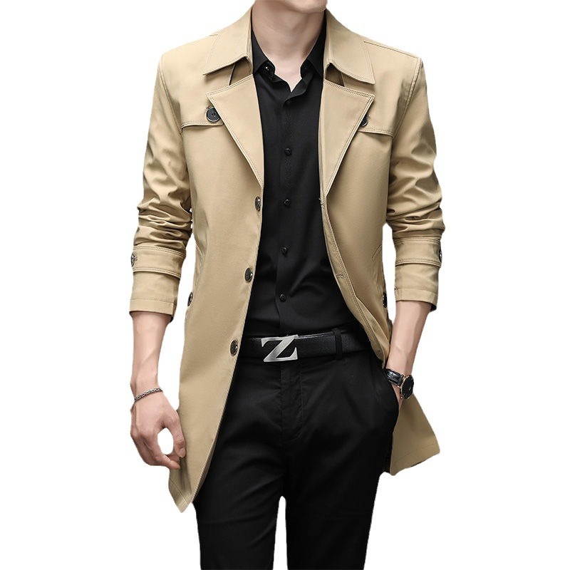 Gabardina de M-8XL de los hombres de longitud media primavera y otoño casual Delgado coreano hombres de negocios de moda Chaqueta de traje de los hombres más el tamaño