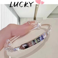 正規品の純銀レリーフ硬貨Lucky幸運ブレスレットファッションシンプルな中実銀ブレスレットは彼女にプレゼントします。
