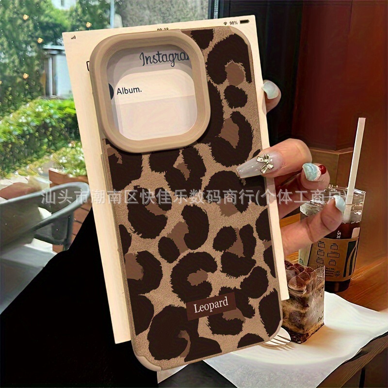 Brown Retro Leopard Print Suitable for iPhone 11/12/13/14/15/16/17Promax Mobile Phone Case