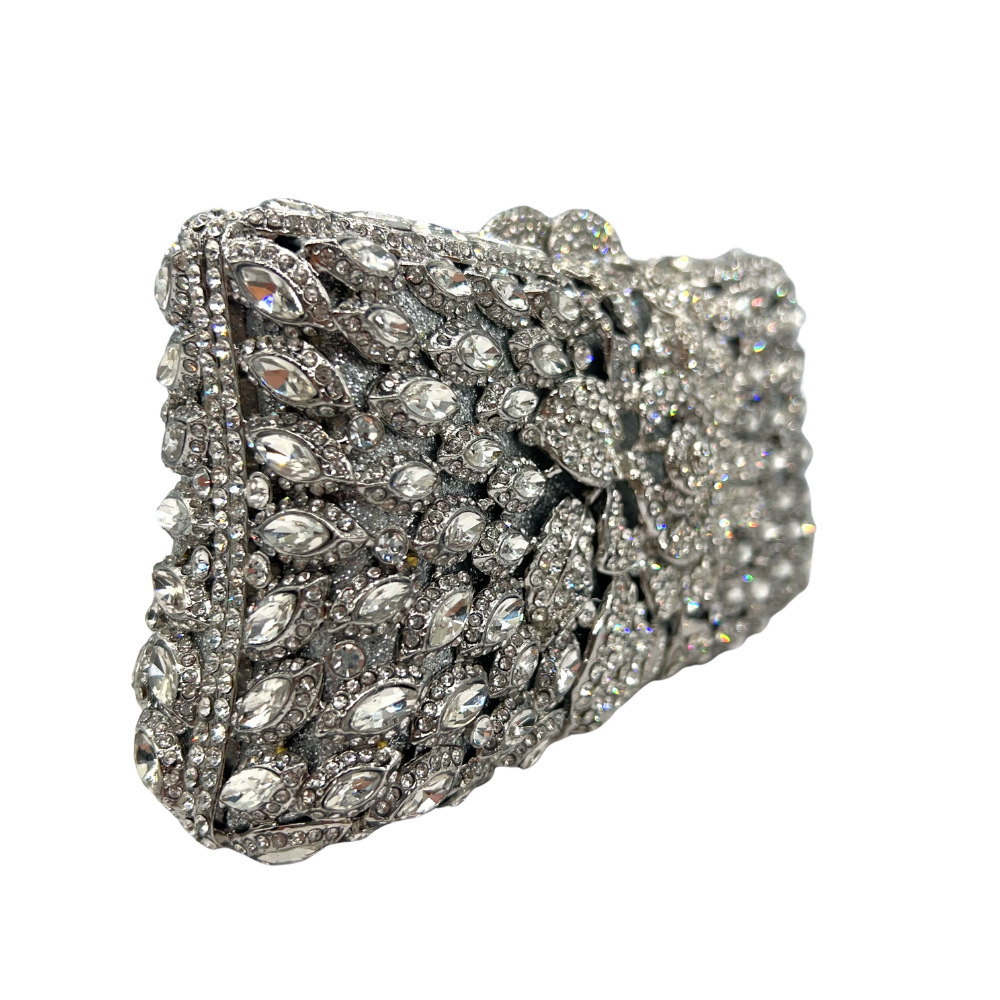 Bolsa de cena de diamantes de flores, embrague de diamantes transfronterizos, bolsas de mano de diamantes, bolsas de vestir, bolsas de mujer
