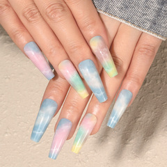 假指甲美甲貼片ins風穿戴甲長款雲朵甲片false nails美甲穿戴甲