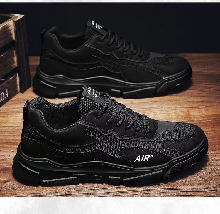 秋季新款男鞋系带厚底休闲鞋男士透气潮流运动鞋