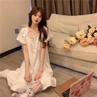 Pajamas for Women Summer Sweet Popular Princess Style Short-sleeved Nightgown Cute Summer Can Be Worn Outside Korean Style Student Home Clothes