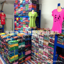 摆地摊夜市短袖t恤赶集货源批发 1-5元女装短袖上衣 便宜处理低价