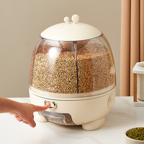 New creative insect-proof and moisture-proof rotating compartment automatic rice-discharging grain storage tank large-capacity wholesale rice bucket