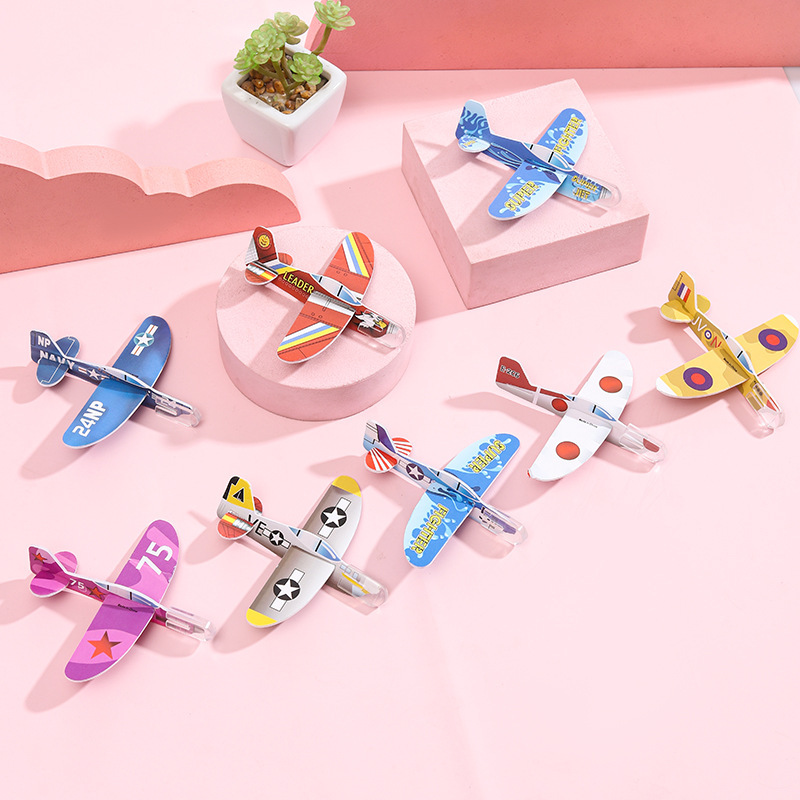 迷你泡沫小飞机DIY彩色儿童玩具航空模型幼儿园小礼品户外活动