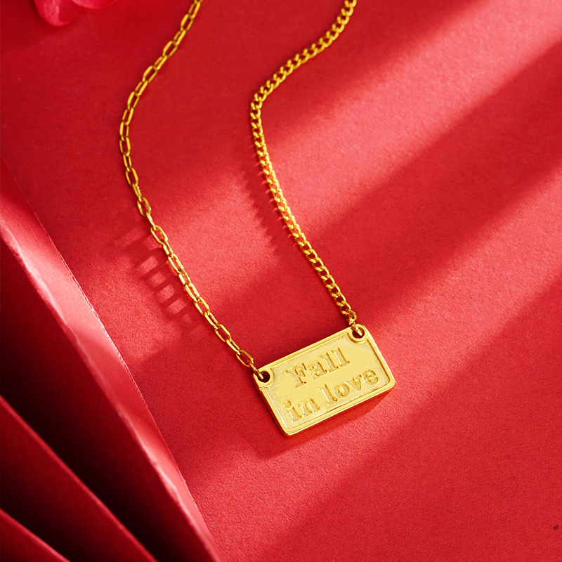 Vietnam arena oro collar de las mujeres no se desvanece durante mucho tiempo simple luz caída de lujo en el amor collar cuadrado imitación cadena de oro