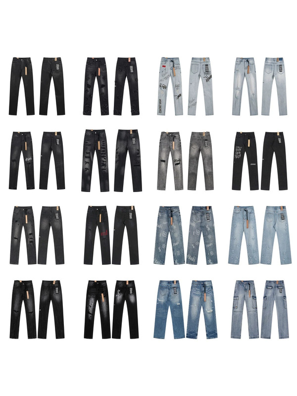 Foreign Trade American Fashion Ksubi Retro Ripped Washed High Street Unisex Casual Trendy Slim Fit Skinny Stretch Jeans