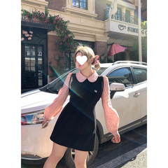 アン不火子供襟波点ワンピース女性秋新作微太っ大サイズ気質長袖ワンピース