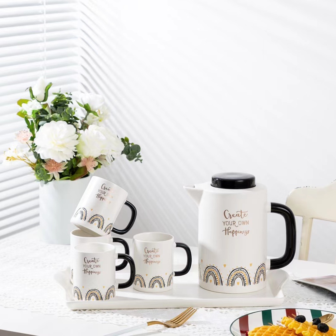 Juego de agua de estilo nórdico traje hogar sala de estar agua potable hervidor familiar taza de té de cerámica iins internet celebridad regalo taza conjunto