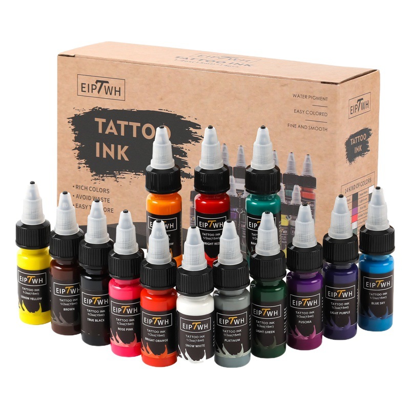 14 colores de tapa dura tatuaje tinta tatuaje Pigmento color claro buenas partículas delicado fácil de colorear pigmento del tatuaje 15ML