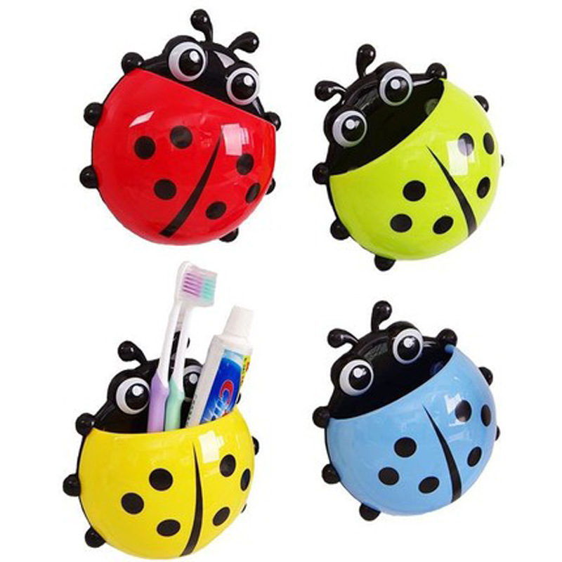 Cartoon Seven-star Ladybug Couple Creative Strong Suction Cup Brushing Teeth, Washing Face, Toothbrush Box, Toothpaste Rack, Wall Hanging Rack