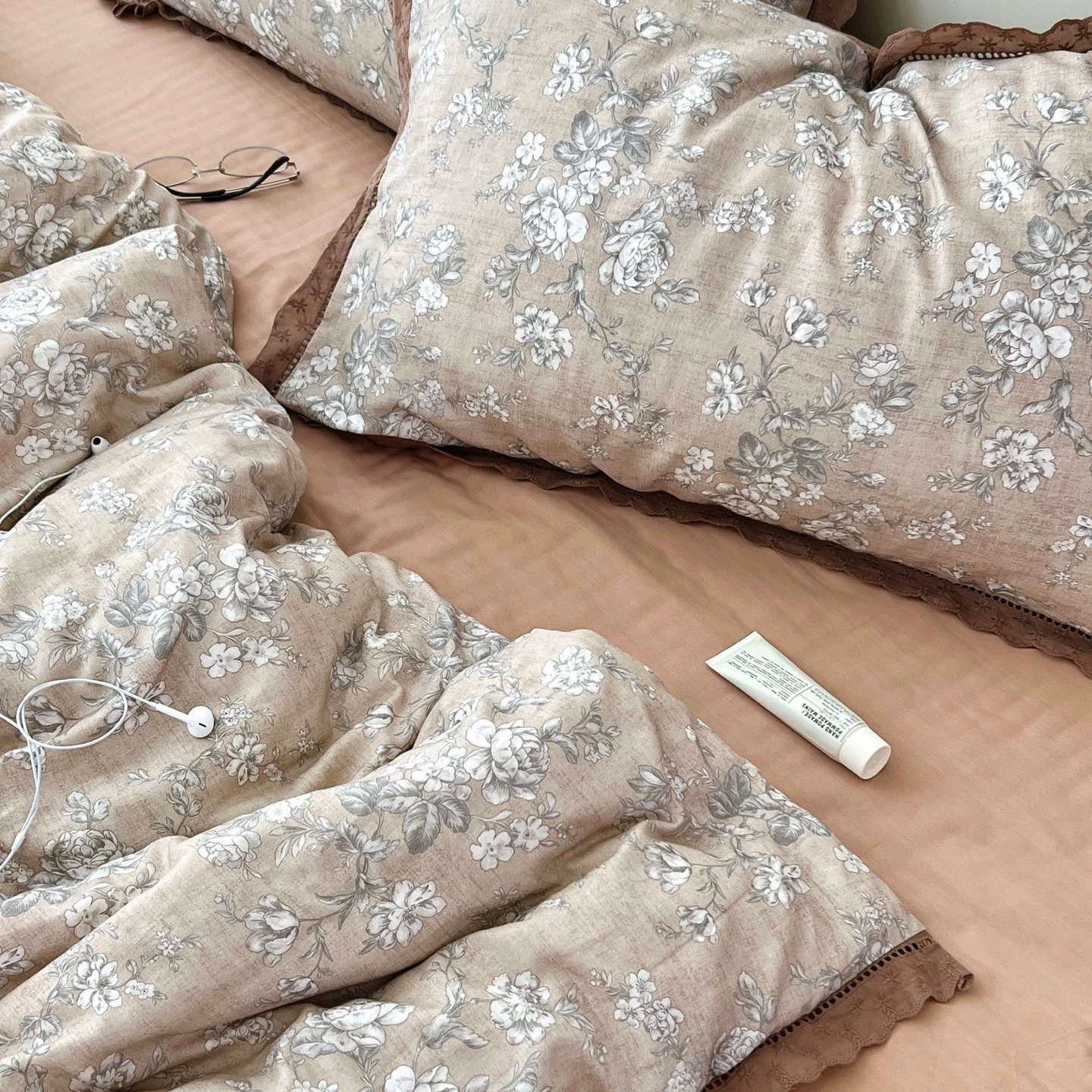 Комплект постельного белья из хлопковой марли, для мамы и малыша, 4‑предмета (150×200 см), ажур/двуслойное кружево