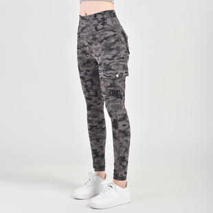 Fitness Pants Women's Running Training Sports Yoga Suit Trousers Stretch Tight High Waist Hip Lifting Peach Camouflage Fitness Suit