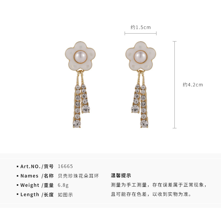 New Fashion Trendy Shell Pearl Flower Earrings display picture 1