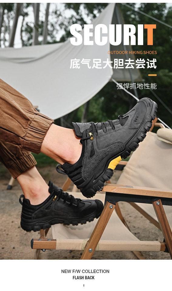 Giày bảo hộ lao động nam cổ thấp da bò mũi thép chống trượt đế dày buộc dây — 2361 kaki, 2361 màu đen chi tiết 20