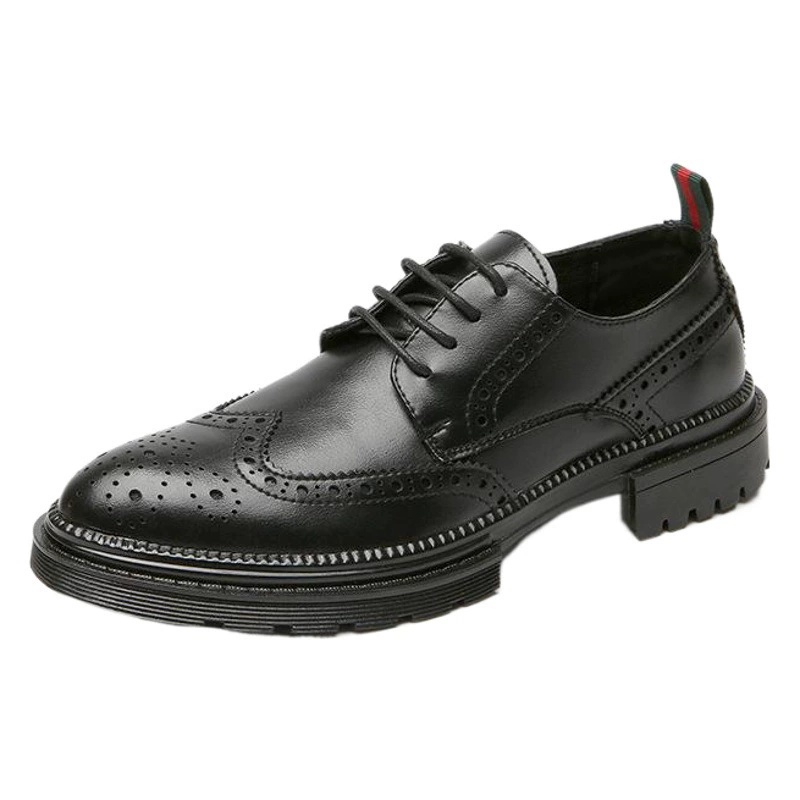 Осенняя Новая мужская кожаная обувь, повседневная обувь для броков, Мужская обувь для увеличения внутренней высоты, деловая модная свадебная обувь, дышащая модная одиночная обувь
