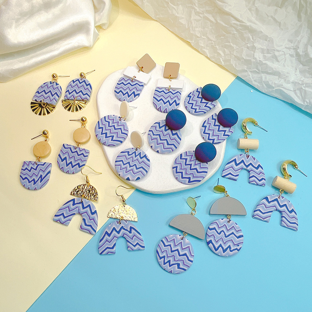 Fashion Waves soft clay Stoving Varnish Womenu0027S Drop Earrings 1 Pair
