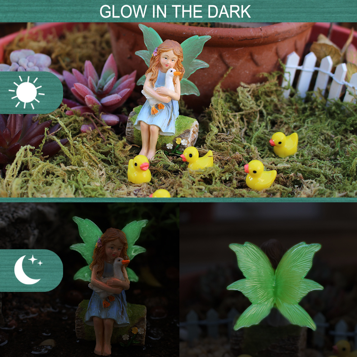 Creative courtyard balcony gardening luminous fairy decoration gift home simulation resin duck decoration ornaments