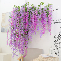 B1-rated Fire-Resistant & Flame-Retardant Artificial Greenery: Ceiling-Hanging Decorative Vine, Wall-Mounted Climbing Plant, and Drooping Artificial Flowers