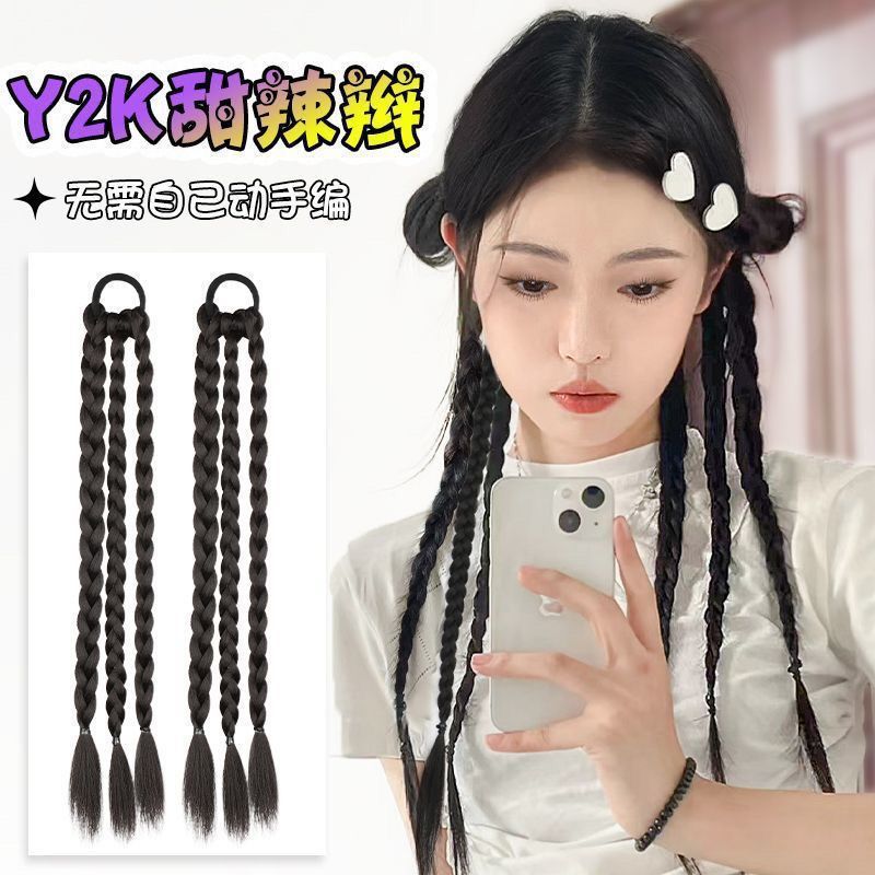 Perucas de cola de caballo picando teñido boxeo de caballo dulce cool color tri-strands trenzado pelucina de dopamina trenzada pequeña trenza