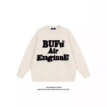 美式字母刺绣毛衣男秋冬季新款原创国潮宽松高街潮牌针织衫