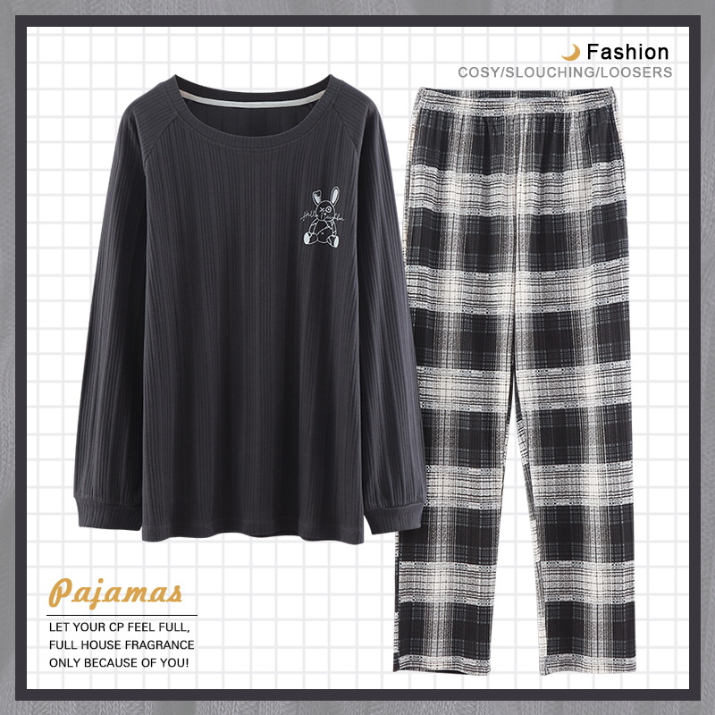 Jiao Caimeng pijamas de hombre primavera y otoño de algodón de manga larga para hombre 2022 Nuevo homewear Perezoso