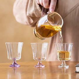 高硼硅玻璃高足茶杯女生高颜值耐热高脚玻璃杯子品茗杯茶盏