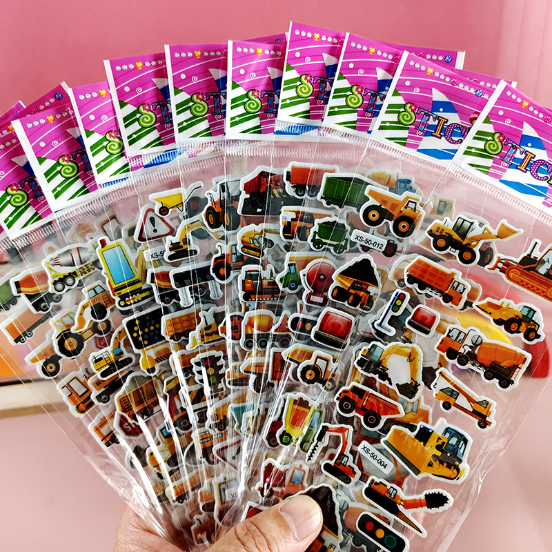 Pegatinas de burbujas de dibujos animados para niños Sanrio Kapibala Ice Animal Dinosaur Cars 3D Pegatinas estéreo