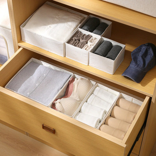 Anqin cotton and linen storage box fabric underwear foldable storage organizer storage partition drawer sock storage box