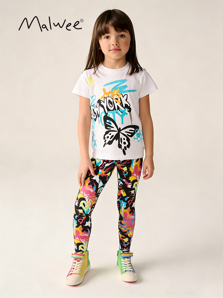 Malwee transfronterizo nuevo estilo europeo y americano ropa infantil de manga corta pantalones largos de dos piezas pantalones de la fábrica de la fuente