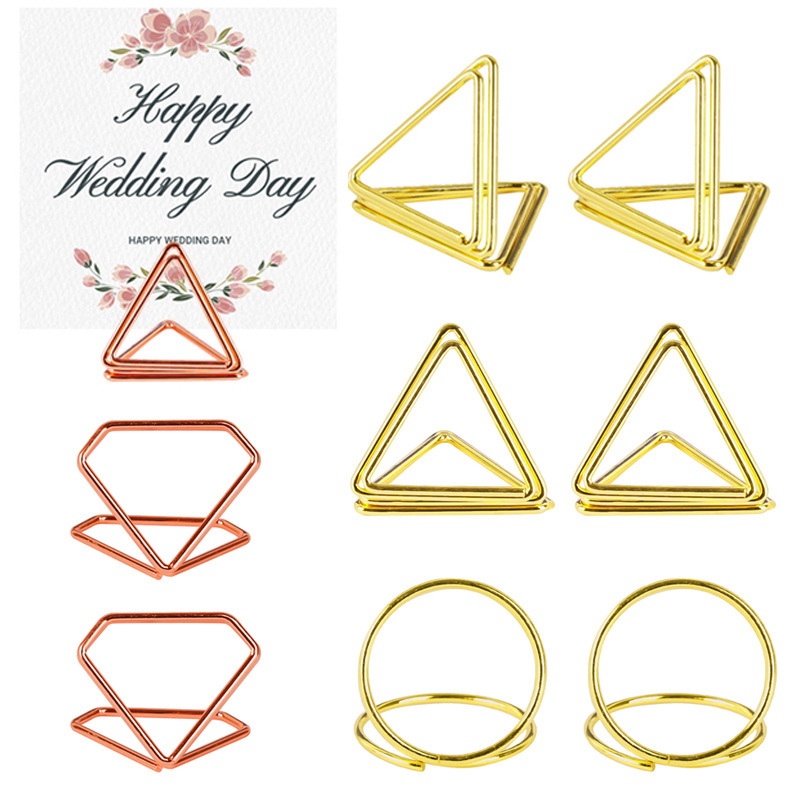 Amazon cross-border creative triangle double-layer business card holder creative desktop stand note holder metal message holder