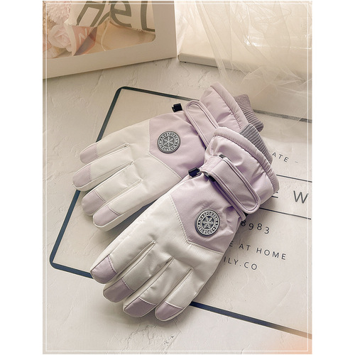 Ski gloves for women in the winter season thick riding electric motorcycle plus velvet for playing in the snow men's touch screen outdoor cotton to keep warm and prevent cold