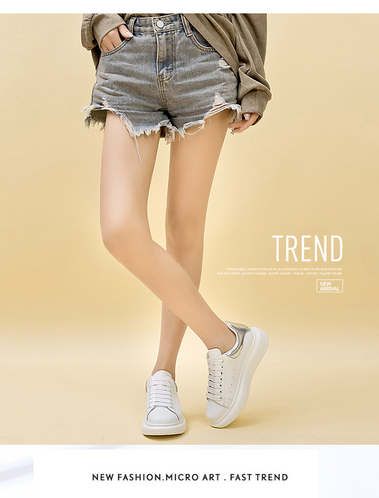 Hvide skateboarding sko til kvinder læder platform sneakers_voghion.com