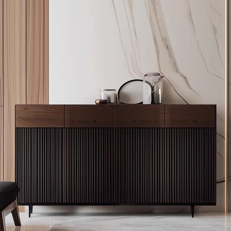 Italian Minimalist Solid Wood Shoe Cabinet for Home Entrance 2024 New Retro Storage Cabinet Against the Wall Integrated Side Cabinet