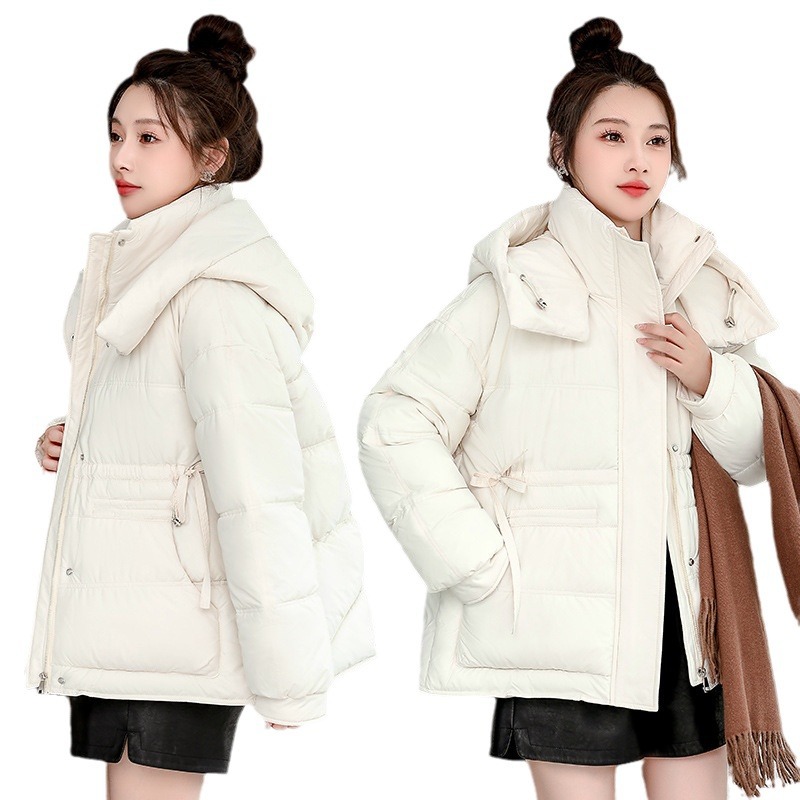 Ropa de algodón corta para mujeres 2024 nuevo tamaño grande de moda coreana chaqueta de algodón rojo con capuchón pequeño y suelto