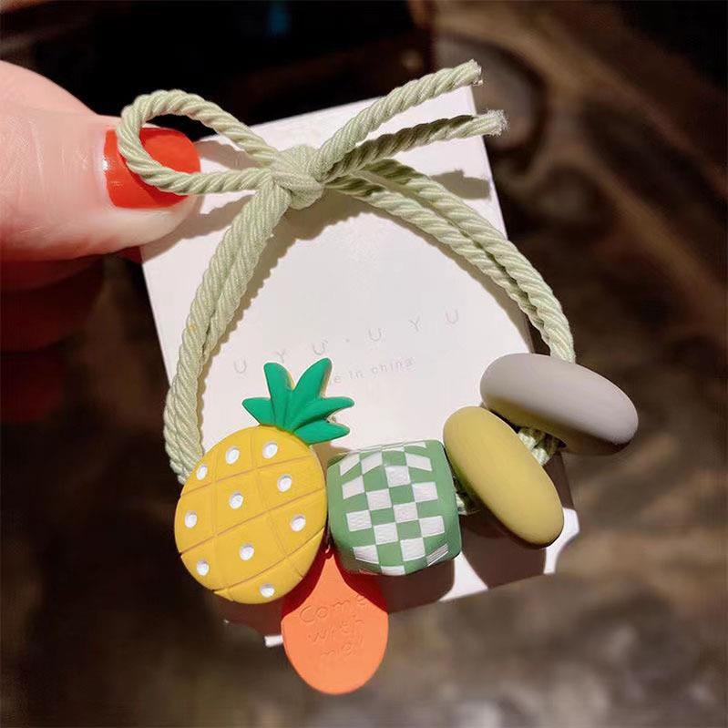 Elástico joyas de cabello de moda con frijoles frescos M anillo de cereza cuerda de cabello al por mayor de la banda de goma cabeza de 100 bolas de cabello rojo una variedad de alta elástica