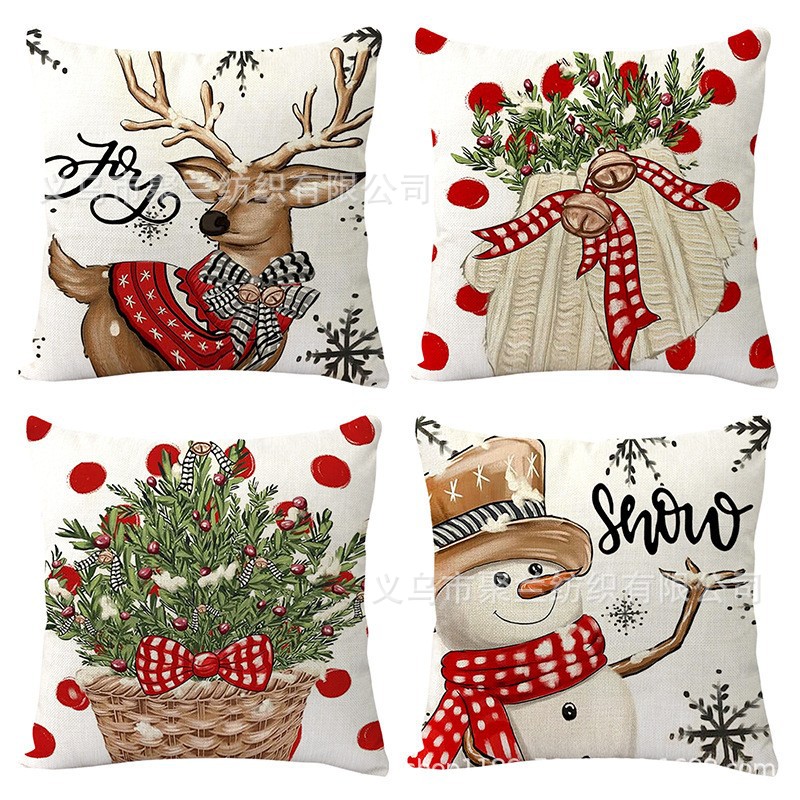 Navidad encontrada explosión abrazo funda de almohada festivales conejo alce decoración sofá atmósfera sensación de lino funda de cojín al por mayor image 56