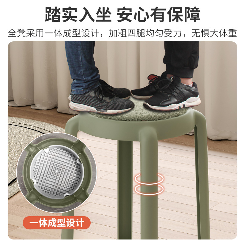Taburete de plástico para el hogar taburete de mesa de comedor apilable taburete redondo Banco alto taburete de sofá simple taburete de maquillaje puerta taburete de cambio de zapatos