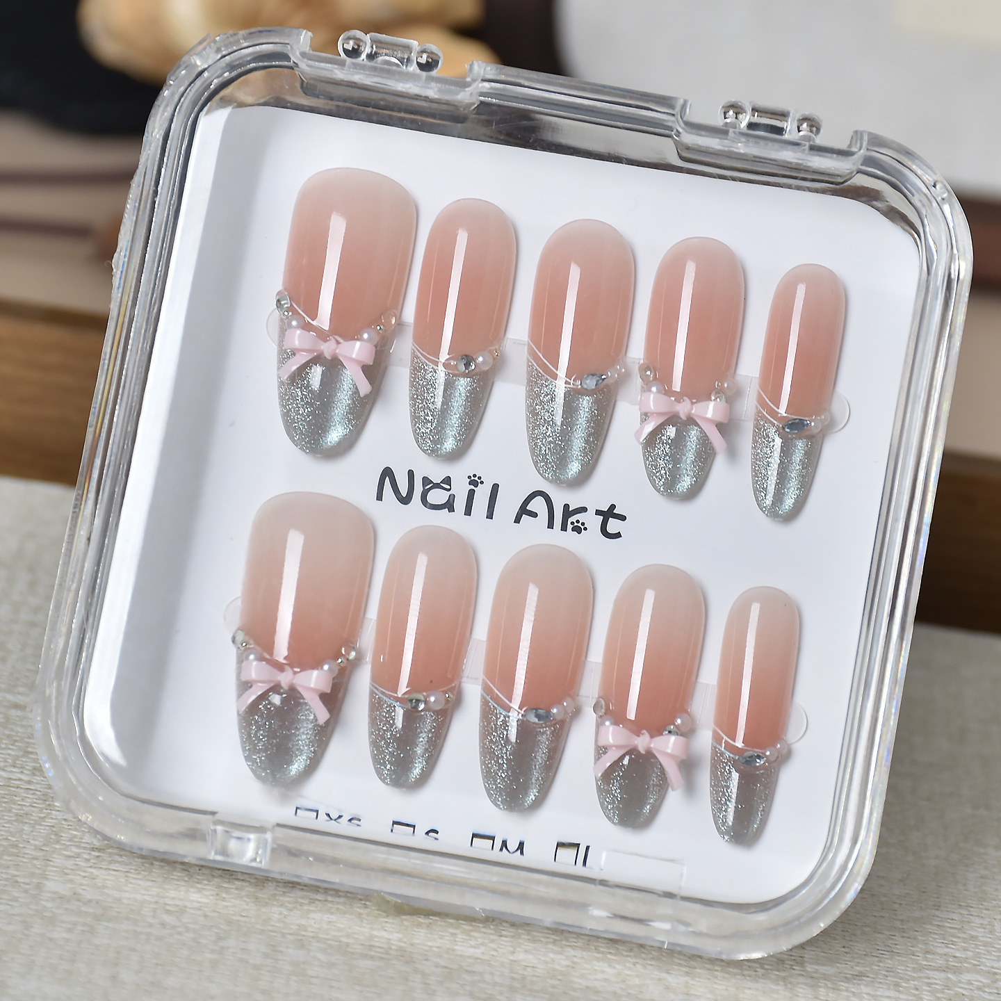 Caja transparente para usar uñas tienda física al por mayor barraca de uñas parches de uñas parches de uñas falsas desmontables