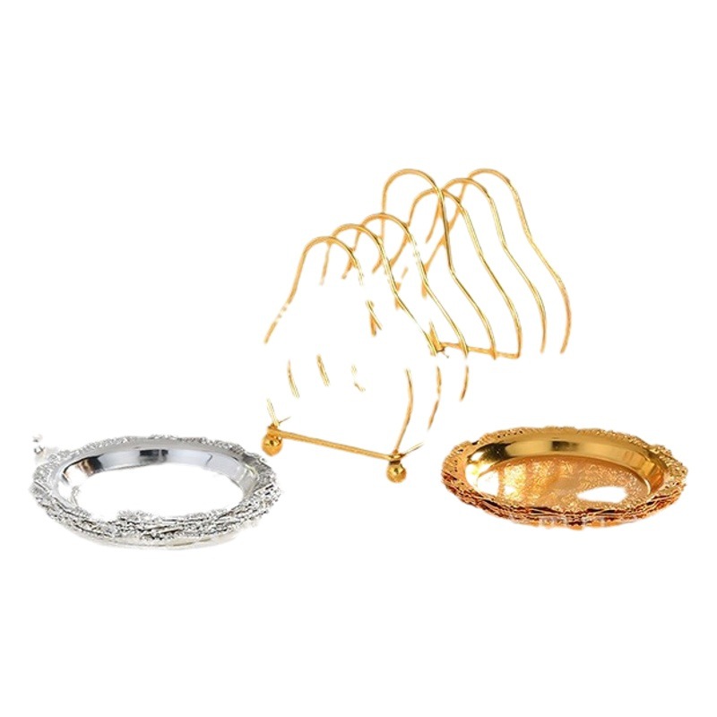 Bandeja de estilo europeo de alta gama, bandeja de frutas, artículos para el hogar del hotel, bandeja de frutas KTV, candelabro de aleación de plata, bandeja de pastel al por mayor