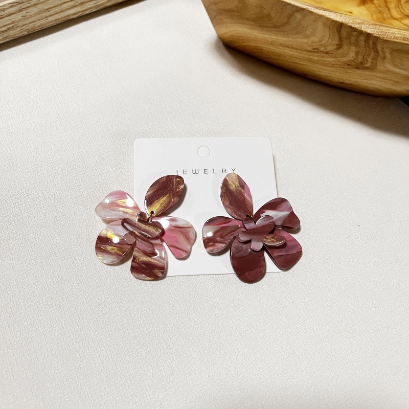 1 Pair Exaggerated Sweet Flower Stoving Varnish Acetic Acid Sheets Ear Studs display picture 7