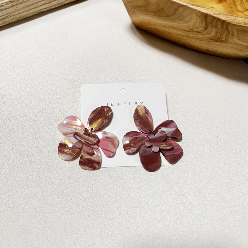 Stoving Varnish Design 1 Pair Exaggerated Sweet Flower Stoving Varnish Acetic Acid Sheets Ear Studs