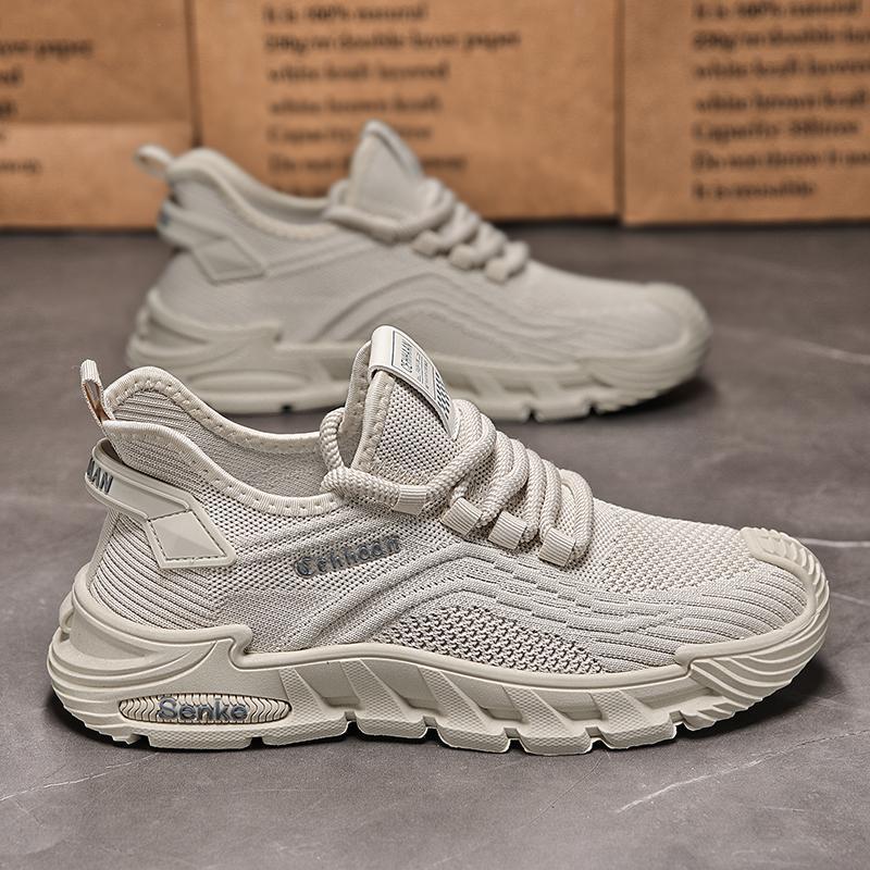 Zapatos de hombre verano 2025 malla transpirable todo-fósforo deportes casuales zapatos de correr antideslizantes de suela suave zapatos de moda de malla ligera