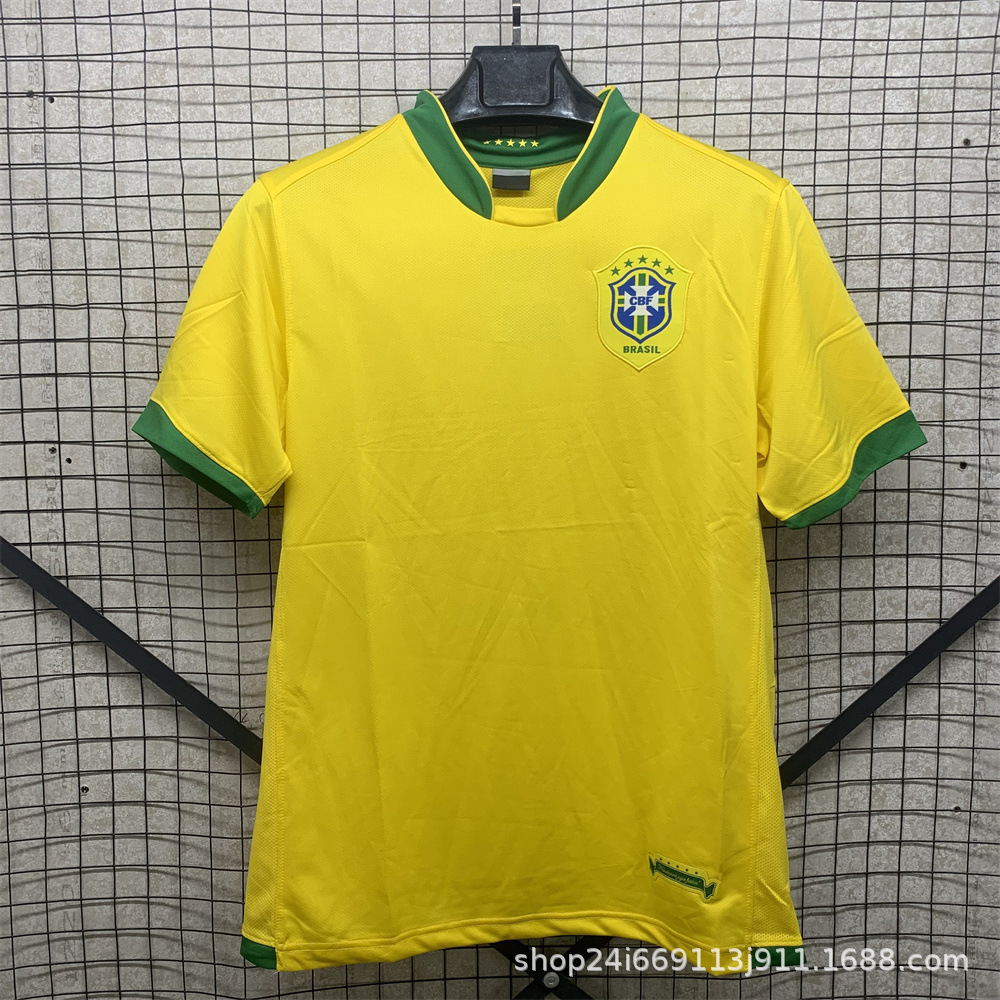 Camiseta de fútbol tailandesa retro Selección nacional Brasil Francia Argentina Portugal Camiseta de manga corta al por mayor Número de impresión