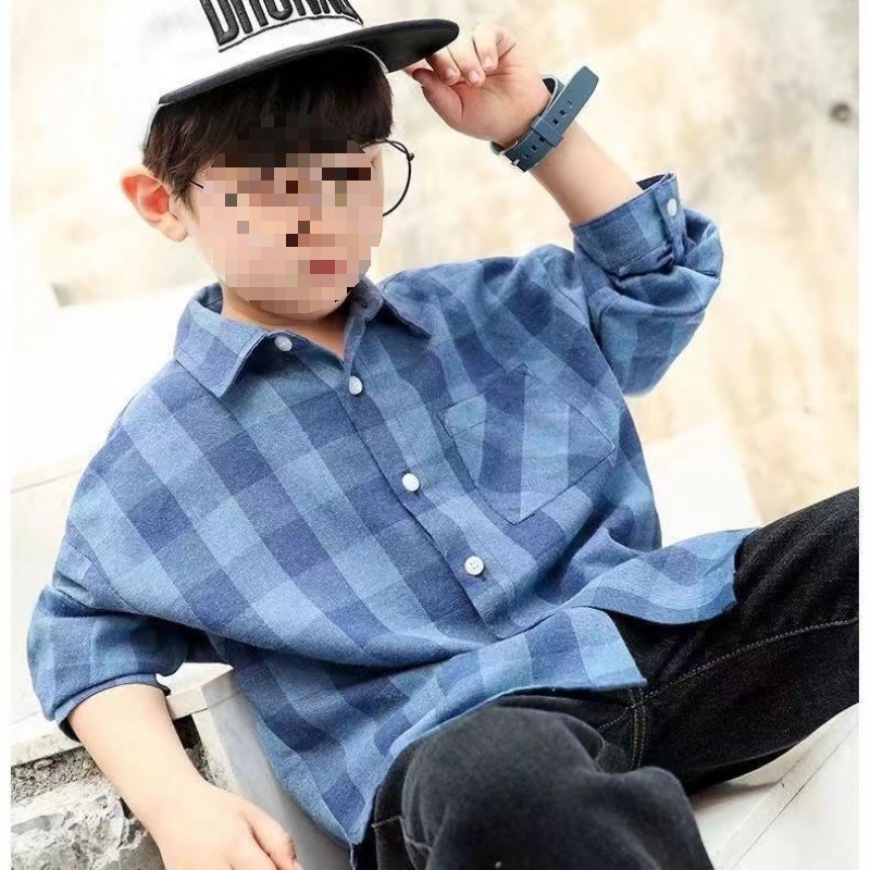 Boys' plaid shirt, 2025 new style, spring and autumn, long-sleeved shirt for middle and large children, pure cotton, casual, fashionable, trendy jacket, other styles.
