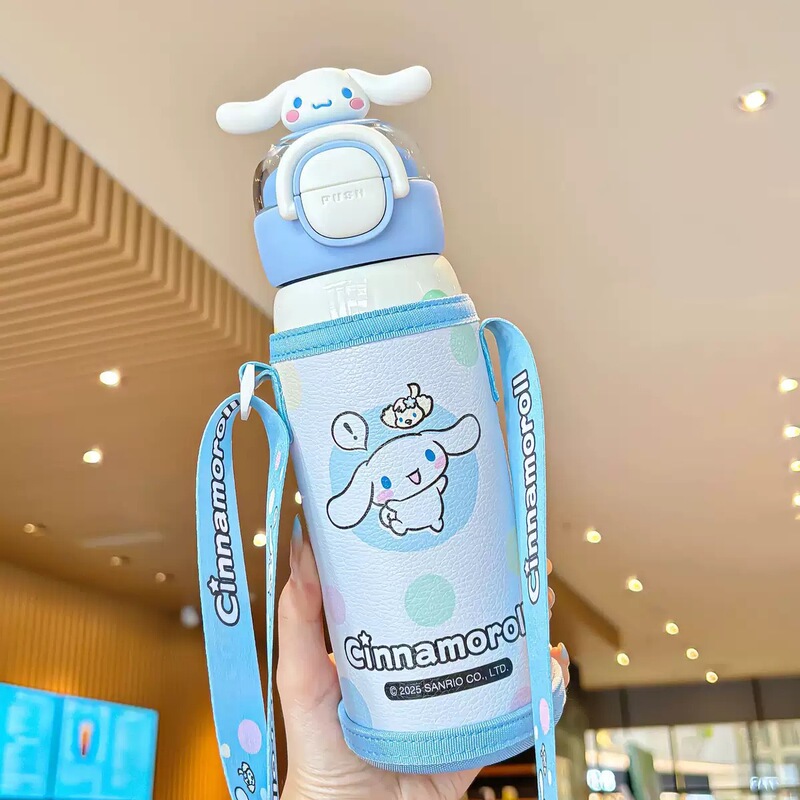 サンリオ 子供用魔法瓶カップ 小学生通学専用 ガールズカップ 2025年新作 ポータブル ダブルストローカップ|undefined